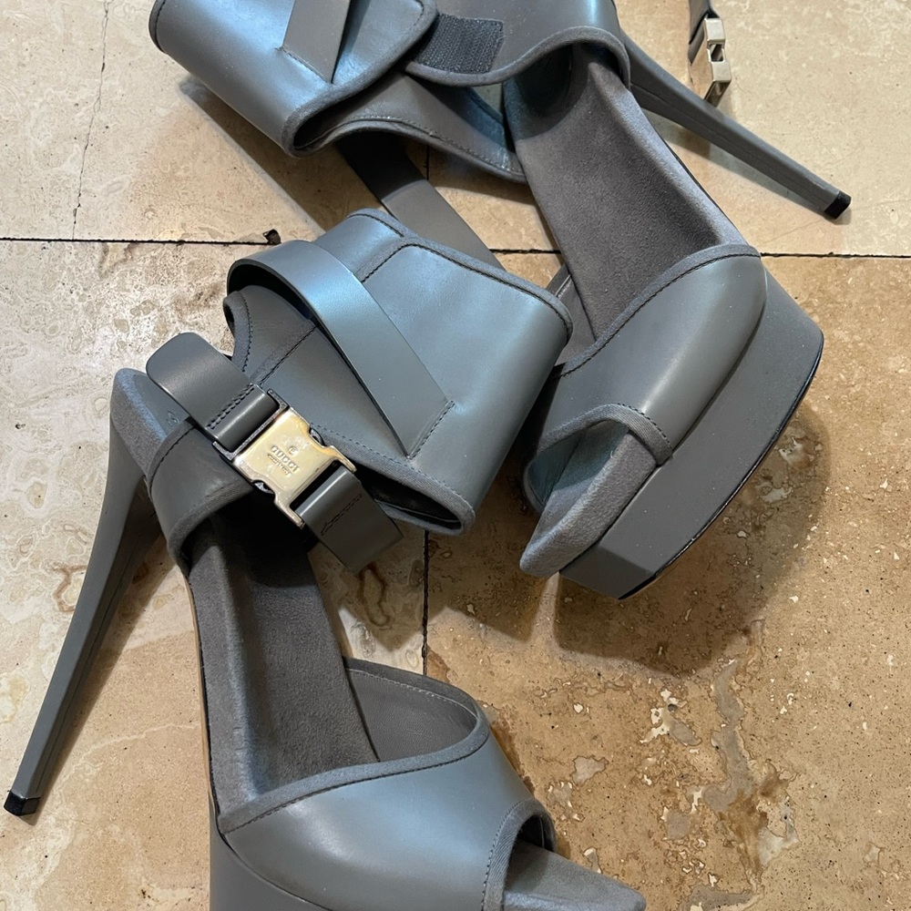 Gucci Gray Platform Heels